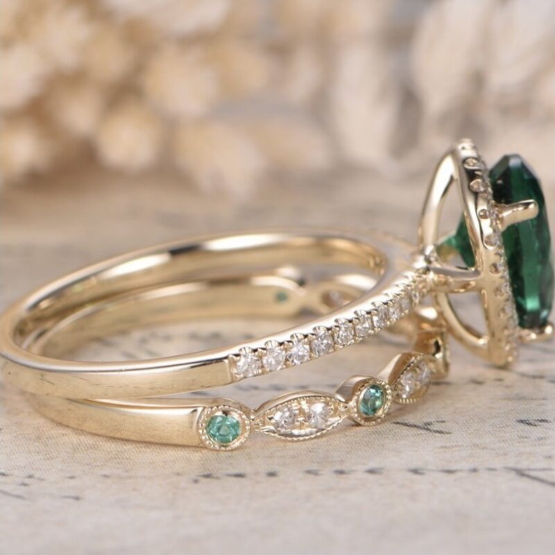 Water Drop Zircon With Diamond Women's Ring Set - Image 4